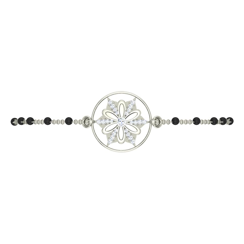 DISHIS 14K White Gold and Diamond Bracelet for Men and Women