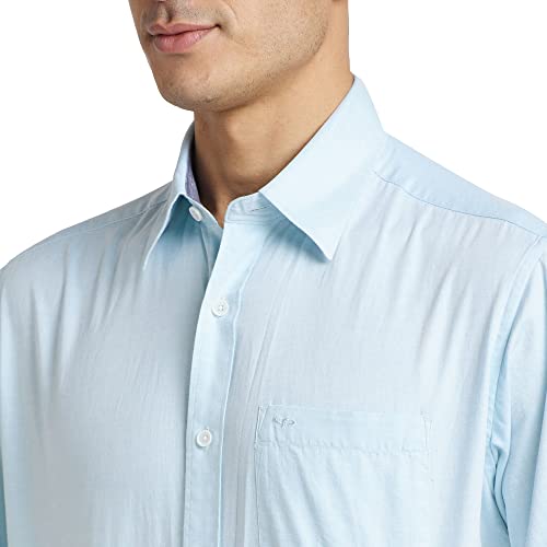Color Plus Men's Half Sleeve Classic Fit Medium Blue Casual Shirt