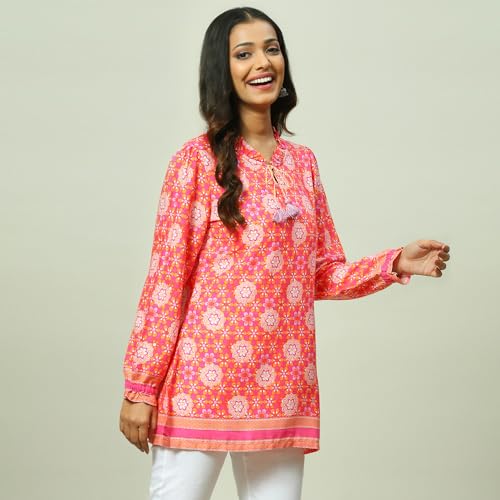 Rangriti Women's Regular Fit Blouse (RMMINDIETO18217SS23PNK_Pink