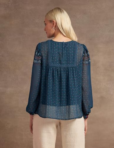 U.S. POLO ASSN. Boho Printed Crinkled Chiffon Top (UWAW24TOP212_Multi-Colour_L)