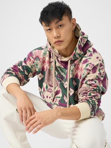 The Souled Store It's Souled Men and Boys Long Sleeves Hooded Neck Multicolor All Over Printed Cotton Blend Oversized Hoodies