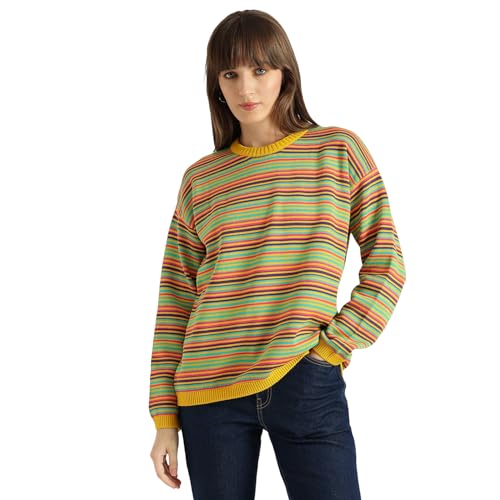 United Colors of Benetton Round Neck Striped Sweater (Size: S)-25A1TRIKW601I901 Multicolour