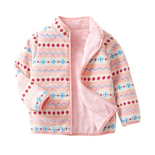 Hopscotch Girls Pink Full Sleeves Geometric Fleece Jacket For Age (4-5 Years)