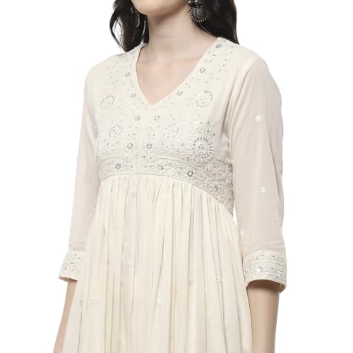 Biba Women's Cotton Kurta Set (SKDSTRA10507SS25OWHT_Off White