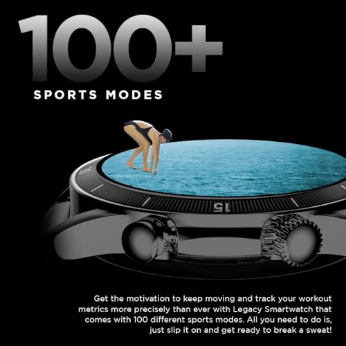 Fire-Boltt Legacy Luxury Round Smart Watch 1.43″ Super AMOLED, Bluetooth Calling, Wireless Charging, Voice Assistant, SPO₂ & Heart Rate Monitor, 110+ Sports Modes, Smart Watch for Men & Women - Black