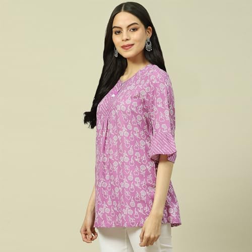 Rangriti Women's Regular Fit Blouse (RMMINDIETO18239SS23PRPL_Purple
