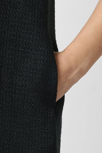 Van Heusen Women's Polyester Modern Above The Knee Dress (VWDRFRGFE55904_Black