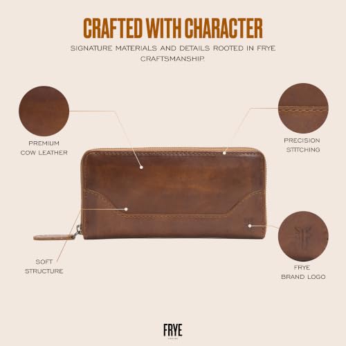 Frye Women's Melissa Zip Wallet, Cognac, One Size