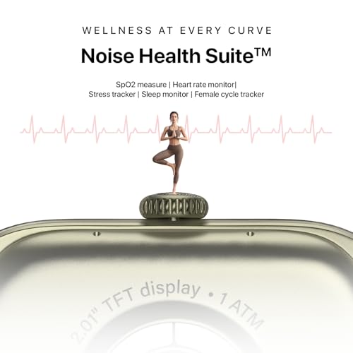 Noise Icon Arc 2.01" Immersive Curved Display Smartwatch, 10-Day Battery, 1ATM Water Resistant, Functional Crown, 100+ Sports Modes, Health Suite™, Voice Assistant, Built-in Games (Space Blue)
