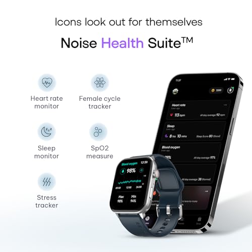 Noise Icon 5 Smartwatch with AI Watch Faces & AI Search, 1.95” AMOLED Display, 10 Days Battery, Bluetooth Calling, 100+ Sports Modes, IP68 (Space Blue)