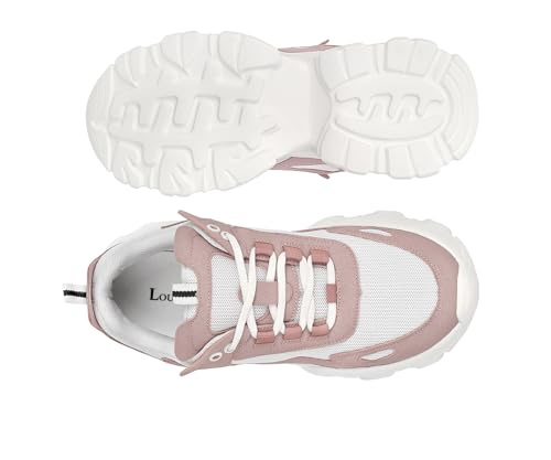LOUIS STITCH Pink-White Sneakers for Women | Comfortable Sneakers | LSLD-SNK-01-PK | UK-6