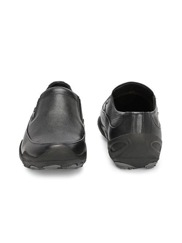 HITZ Black Leather Casual Shoes for Men's