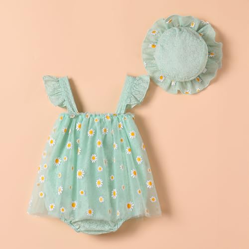Hopscotch Baby Girls Floral Print Short Sleeves Blue Bodysuits For Ages (12-18 Months)