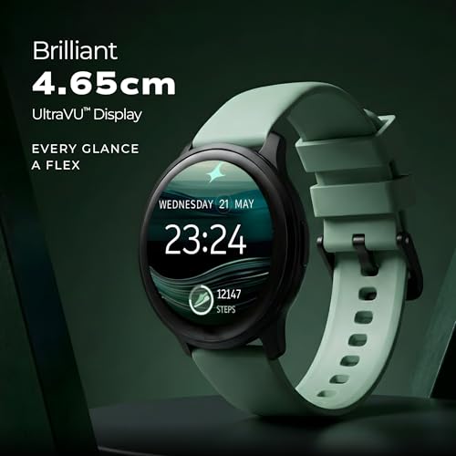 Fastrack Jupiter R3 1.38" Ultra UV Round Display with Nitro Fast Charging,Single Sync BT Calling, HRM, SPO2, Upto 5 Days Battery Life Smart Watch for Man & Woman - Sage Green