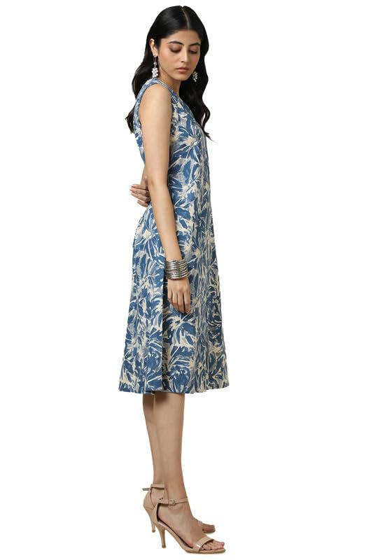Soch Womens Beige Cotton Slub Floral Print Dress