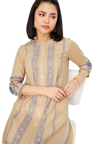 Max Women's Cotton Regular Kurta (PFWWSP25DI_Beige