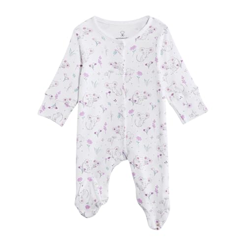 Mothercare Baby-Girls Printed Full Sleeves Sleepsuit - Whilte/Pink