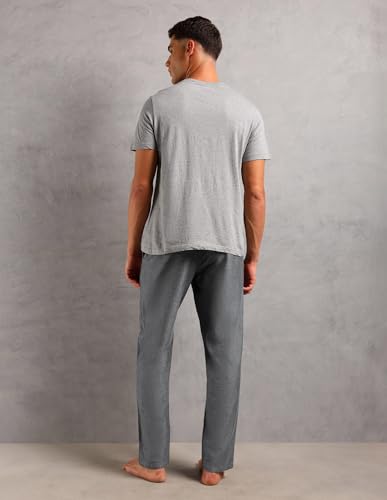 U.S. Polo ASSN. Mens Solid Cotton SS001 Sleep Sets(Grey Mel| Black L