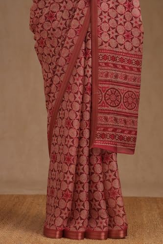 Soch Womens Wine Georgette Floral Print Saree