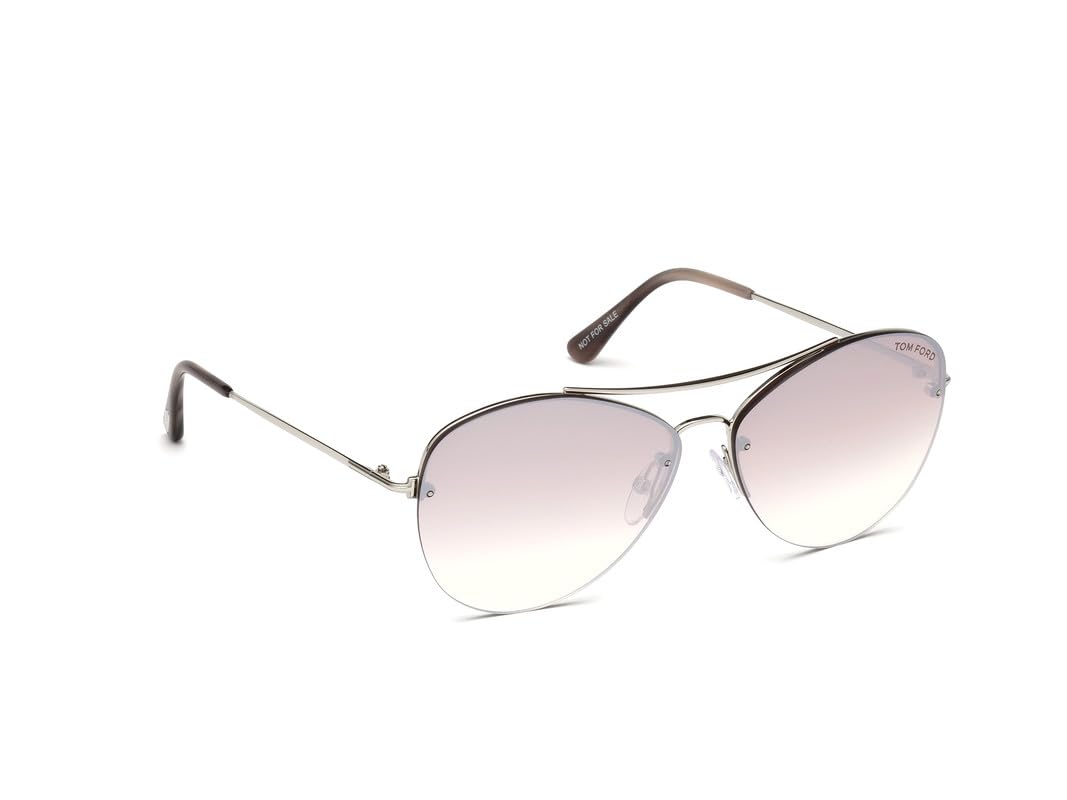 Tom Ford UV Protected Silver Aviator Half rim Sunglasses for Men - FT0566 60 18Z