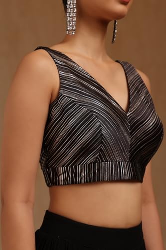 Soch Womens Black Satin Striped Padded Blouse