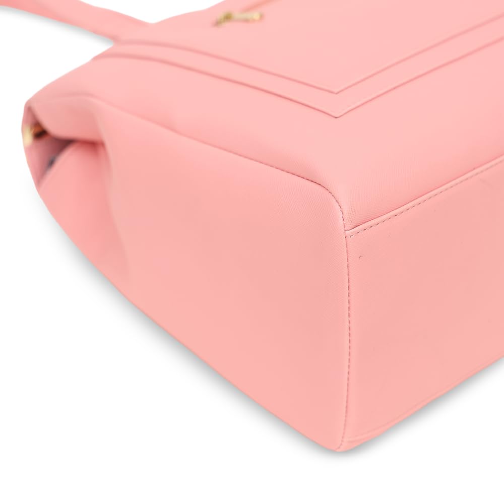 Caprese Ginty Satchel Bag, Medium | Stylish Solid Handbag for Women with Comfortable Flat Handles, Adjustable & Detachable Sling Strap | Secure Zip Closure | Perfect for Casual & Daily Use (Red)