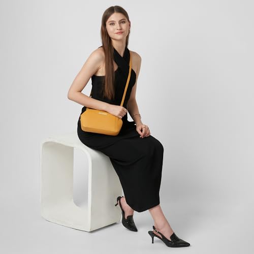 Caprese York Small Sling Bag for Women with Adjustable Strap & Zipper Closure for Comfortable Wear | Versatile Handbag for Everyday Use, Travel, and Special Occasions (Ochre)