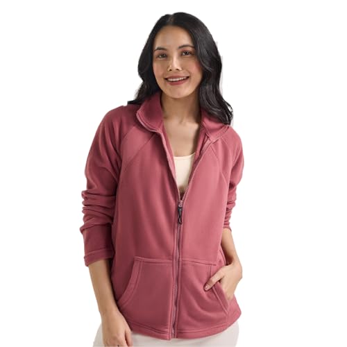 NYKD (NYLE701 Soft & Comfortable Cozy Sherpa Jacket for Women | Fleece Fabric with Relaxed Fit, Front Zip Closure & Kangaroo Pockets | Perfect for Sleep, Lounge, Travel or Daily Winter Wear - Pink