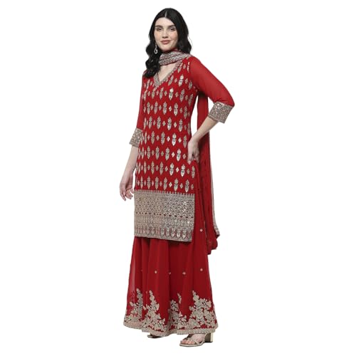 Biba Women's Polyester Kurta Set (SKDMEWAR10864SS25RED_Red