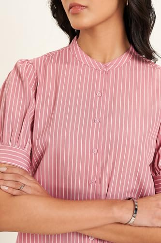 Annabelle by Pantaloons Women's Regular Fit Shirt (110159950002_Pink
