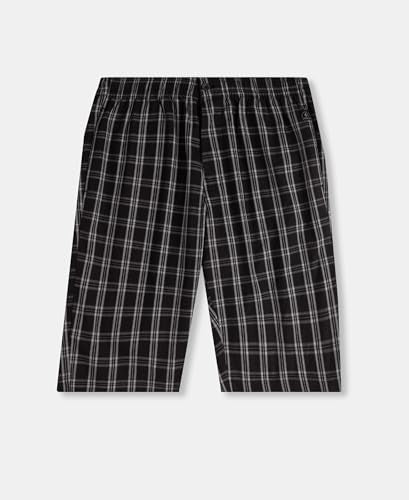 Jockey 9005 Men's Super Combed Mercerized Cotton Woven Fabric Regular Fit Checkered Bermuda with Side Pockets_Black_XL