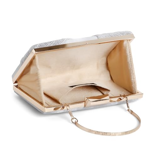 EXOTIC® Royal Glow Evelyn Rectangular Knot Clutch | Perfect For Gifting | Women Best Party Bridle | Wedding Bridle - Royal Glow Collection (GREY)