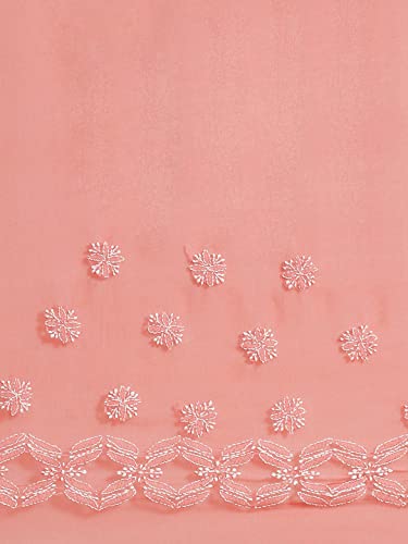 Ada Women Hand Embroidered Lucknowi Chikankari Georgette Saree With Unstitched Blouse Piece A191489,Tomato Red