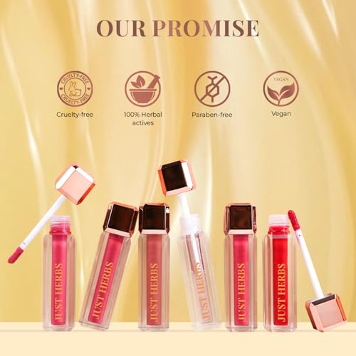 Just Herbs Lip Honey Plumping Gloss with Plant Vitamin C & Peppermint Oil (Honey Glaze, 4 ml)