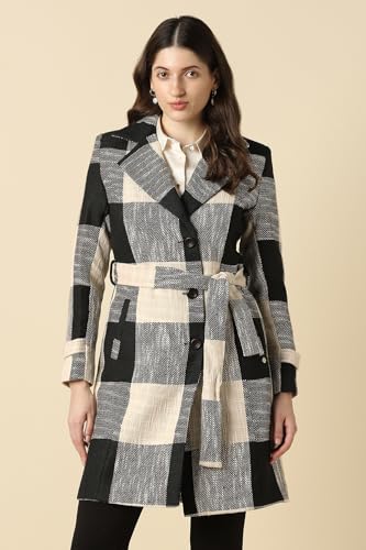 Women Beige Check Casual Jacket
