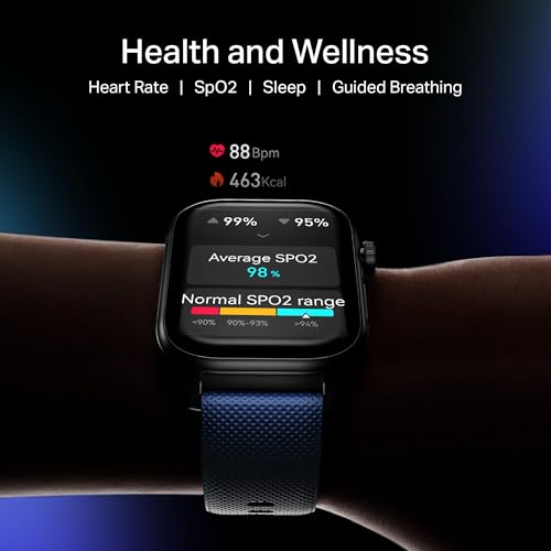 Boat Storm Infinity Plus Smartwatch with 20 Days Battery, ASAP™ Charge, 4.97 cm HD Display, Functional Crown, Multiple Sports Modes, BT Calling, SOS, IP68, Heart Rate & SpO2 Monitor (Deep Blue)