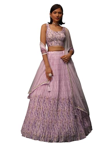 Zeel Clothing Digital Print Mirror Hand Work Georgette Lehenga Choli with Dupatta (5100-Pink-Wedding-Stylish-Lehenga-Choli; Free Size)
