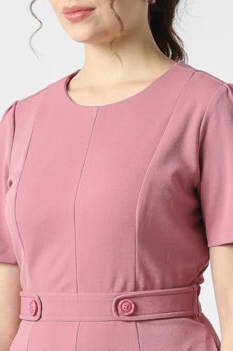 Women Pink Solid Knee Length Formal Dress