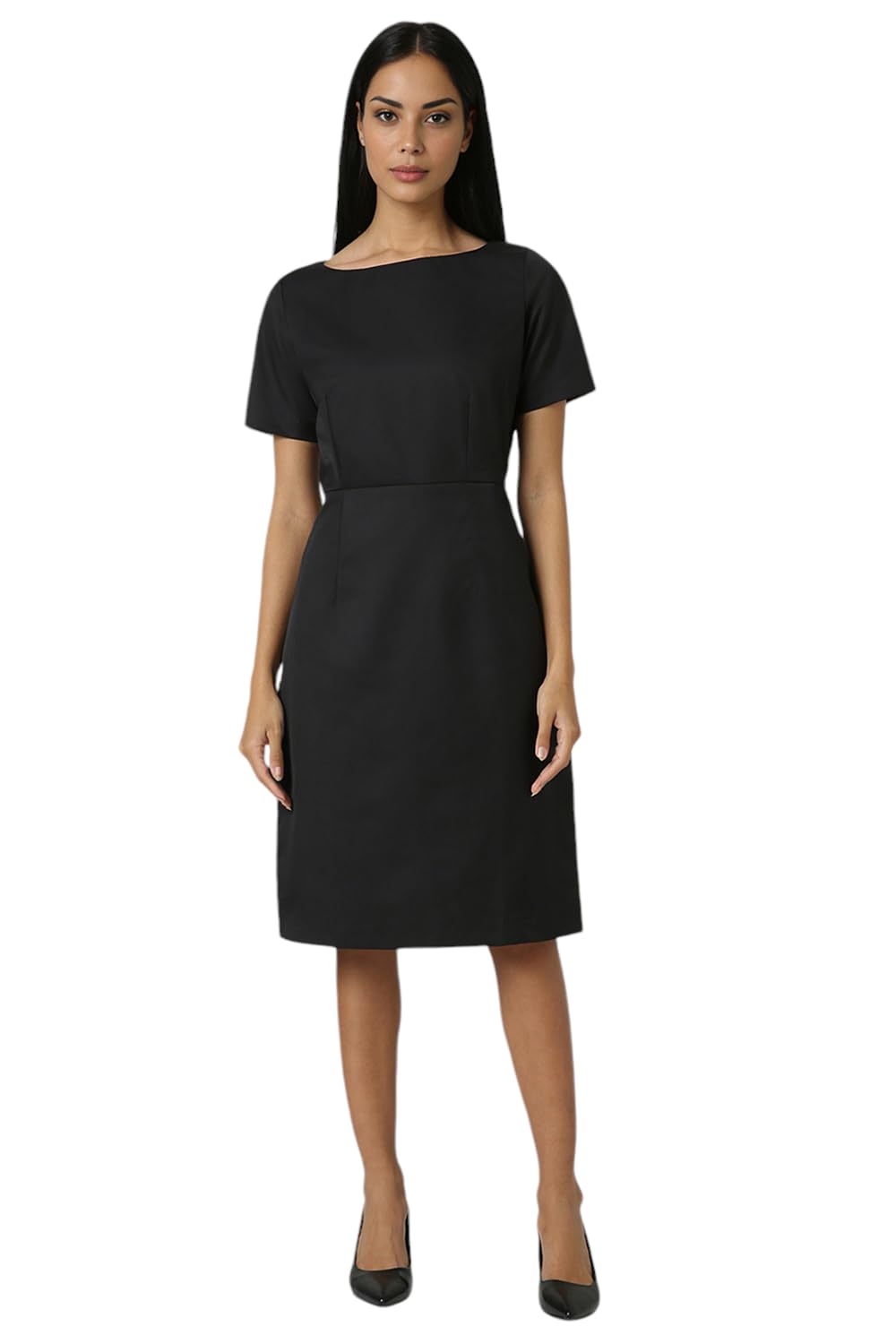 Van Heusen Women Women's Polyester Blend Modern Above The Knee Dress (VWDRCRGFY60768_Black