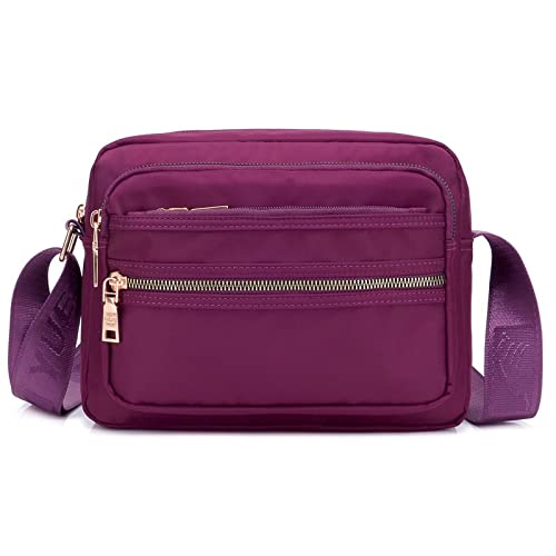 OLOMA Handbags For Women Women Solid Color Zipper Waterproof Nylon Shoulder Bag Female Crossbody Bag Ladies Waterproof Travel Messenger Bag (Color : Hortel�)
