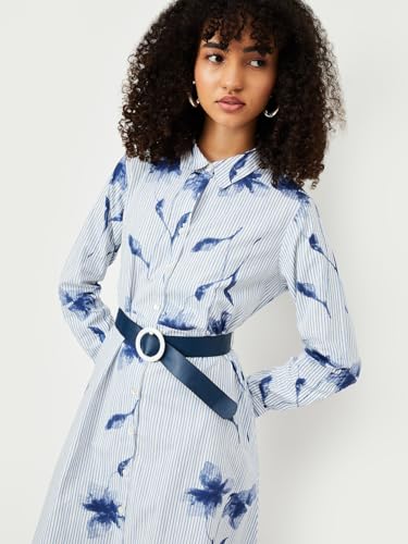 Max Women's Cotton A-Line Midi Dress (WB55002_Indigo