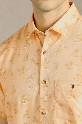 Men Yellow Slim Fit Print Half Sleeves Casual Shirt