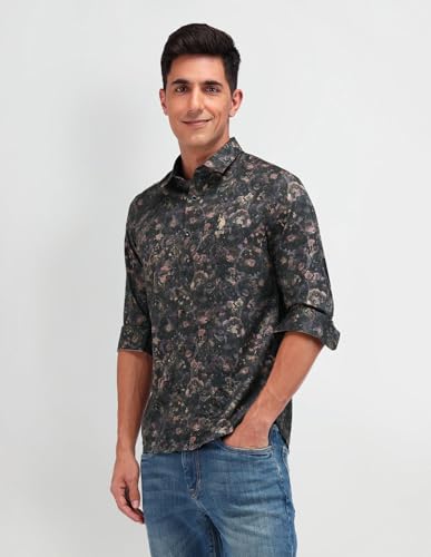 U.S. POLO ASSN. DENIM CO. Slim Fit Satin Shirt (UDSHT1355_Olive_44)