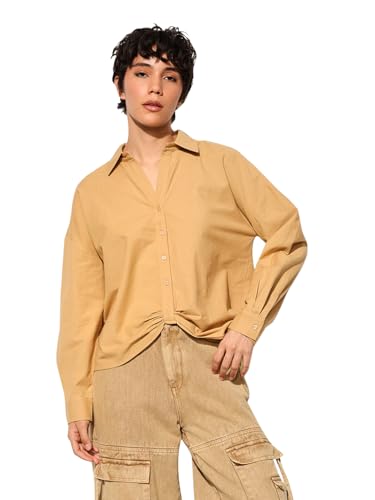 ONLY Women Regular Fit Brown Shirt