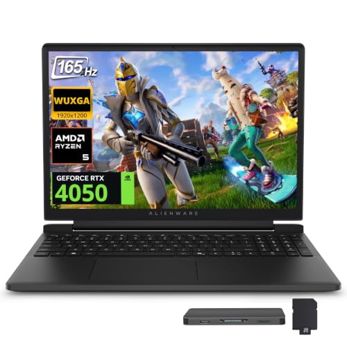 Dell Alienware 15 15.3" WUXGA 165Hz Gaming Laptop, NVIDIA GeForce RTX 4050 6GB GDDR6, AMD Ryzen 5 220, 64GB DDR5, 5TB Storage(4TB SSD+1TB Docking Station), Backlit Keyboard, Win 11, Black