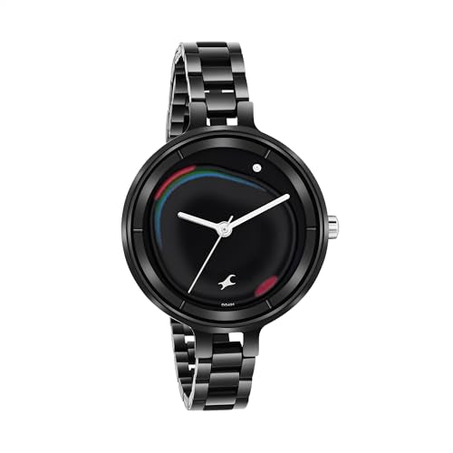 Fastrack MetaWe Quartz Analog Black Dial Black Stainless Steel Strap Watch for Girls - 6306KM01
