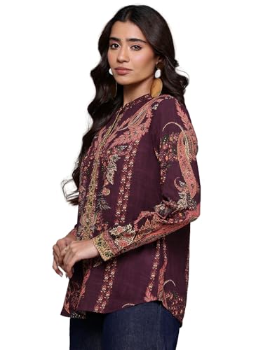 Aarke Ritu Kumar Wine Tuberose Full Sleeve Shirt with Camisole
