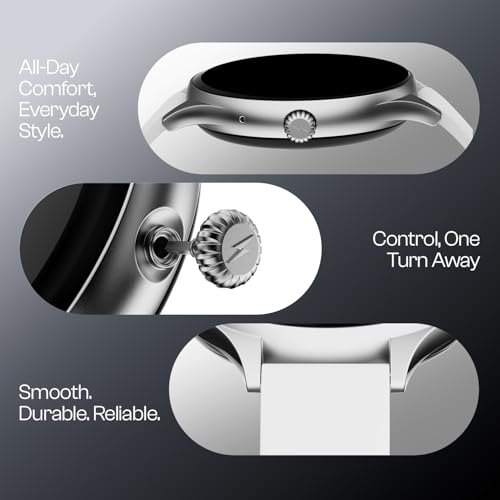 Fire-Boltt Phoenix Air Smart Watch 1.26” Round Display, Rotating Button, Wireless Charging, Ultra Lightweight Metal Body, Bluetooth Calling, Smartwatch with Silicone & Mesh Steel Straps Cloud White