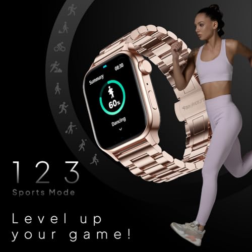 Fire-Boltt Rise Luxe Bluetooth Calling Smart Watch, 1.85”HD Display,AI Outfit Watch Face, 2 Looks in 1 Watch, Extra Straps at ₹99, 120+ Sports Modes, Metal Smartwatch for Men & Women (Rose Gold)