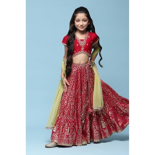 BIBA GIRL PRINTED SHORT_KURTA KID(KW5610_FUSCHIA PINK_3)